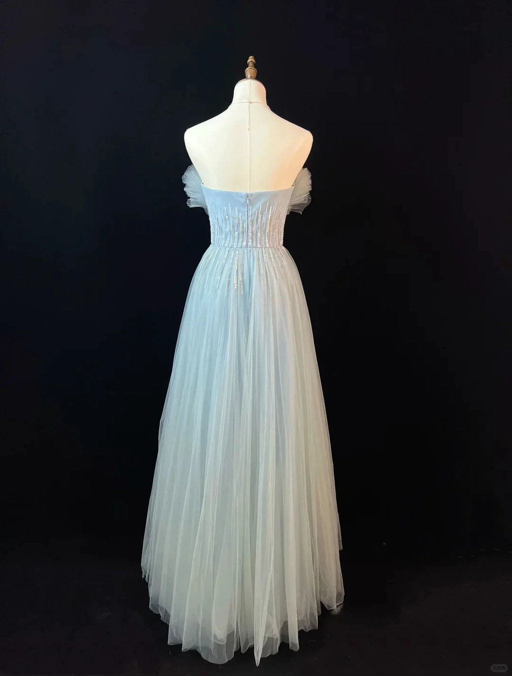 Elegant Blue Tulle Sequins Beaded ALine Prom Dress Evening Dress Y8646 by simplepromdress
