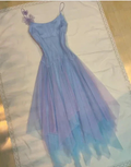 Lilac Tulle A Line Party Dress Straps Homecoming Dress With Flowers Y8143 by simplepromdress