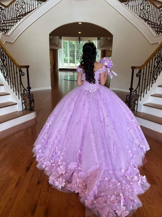 Luxurious Lavender Off The Shoulder Ball Gown,Sweet 16 Dress,Princess Dress Y7182 Main Image