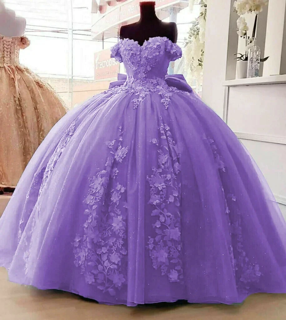 Beaded Princess Quinceanera Dresses with Big Bow Sweet 15 16 Ball Gown Y1485 by simplepromdress