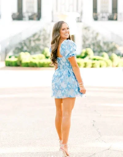 Retro Style Floral A-line Short Homecoming Dress Summer Outfit Dress Y2957 by simplepromdress