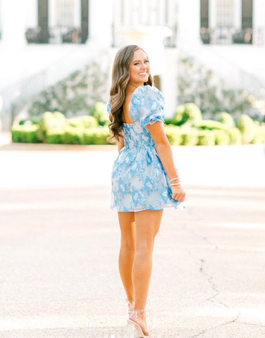 Retro Style Floral A-line Short Homecoming Dress Summer Outfit Dress Y2957