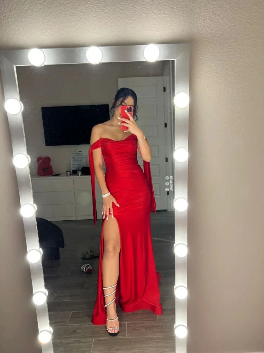 Charming Red Mermaid Evening Dress With Side Split Y5711 by simplepromdress