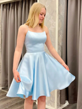 Blue Satin Blue Homecoming Dress 18th Graduation Dress Y3074 by simplepromdress