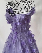 Lavender floral lace dress on mannequin, elegant formal gown from ZAPDRESS