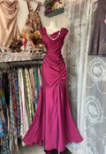 Elegant Satin Ruched Mermaid Prom Dress Pink Evening Gown Y8161 by simplepromdress