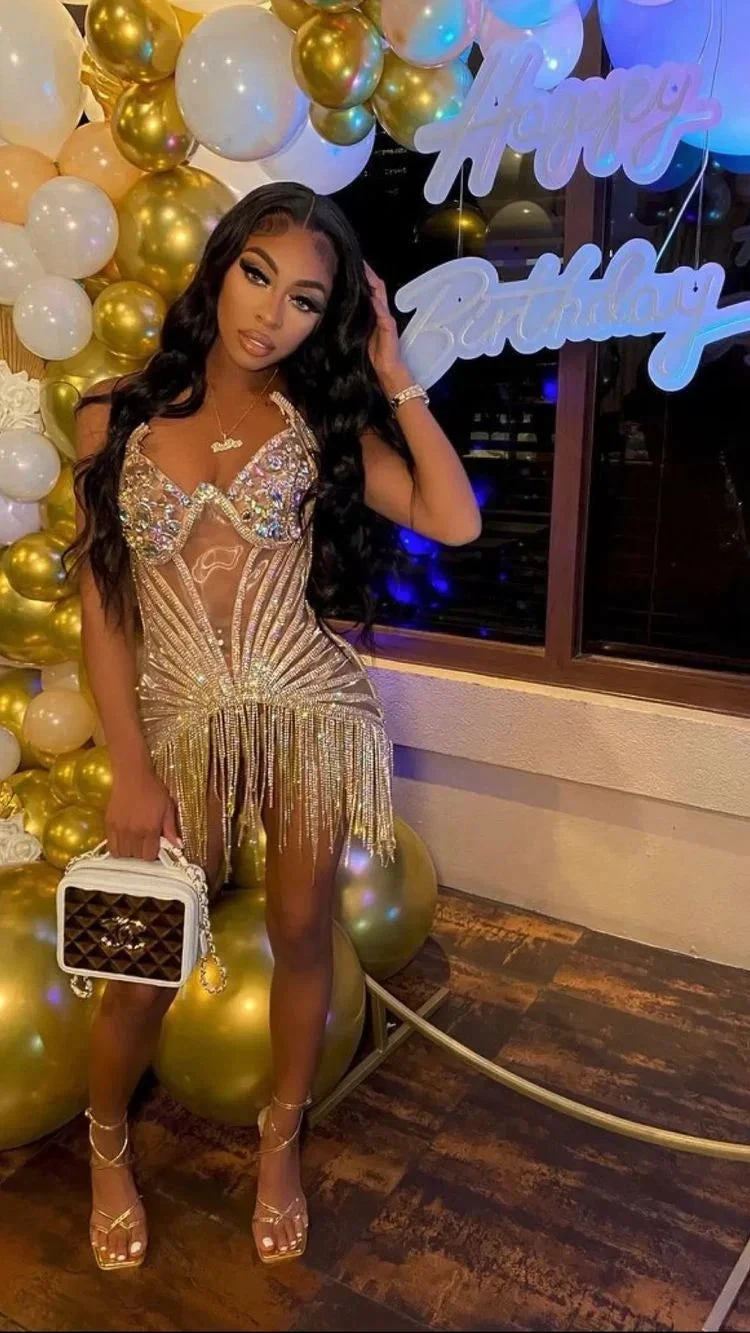 Sparkly 22th Birthday Party Dress Sexy Homecoming Dress with Tassel Y2329 by simplepromdress