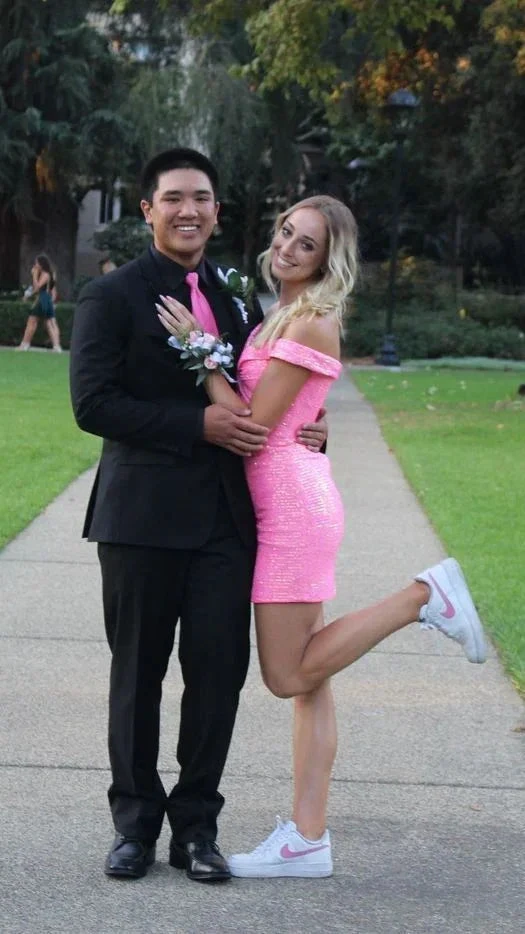 Glitter Pink Homecoming Dress Off The Shoulder Sequins Homecoming Dress Y2132 by simplepromdress