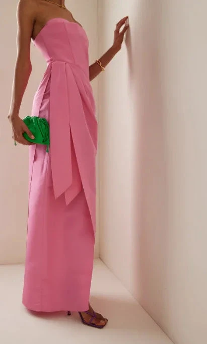 Elegant Strapless Pink Floor Length Prom Dress Evening Dress Y8406 by simplepromdress