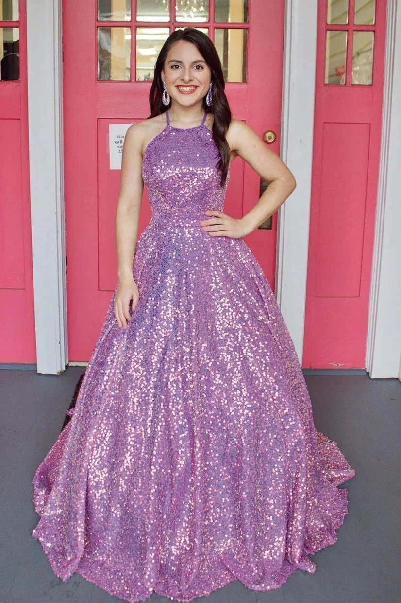 Halter Sequins Formal Dress SYP155 by vivymakudress