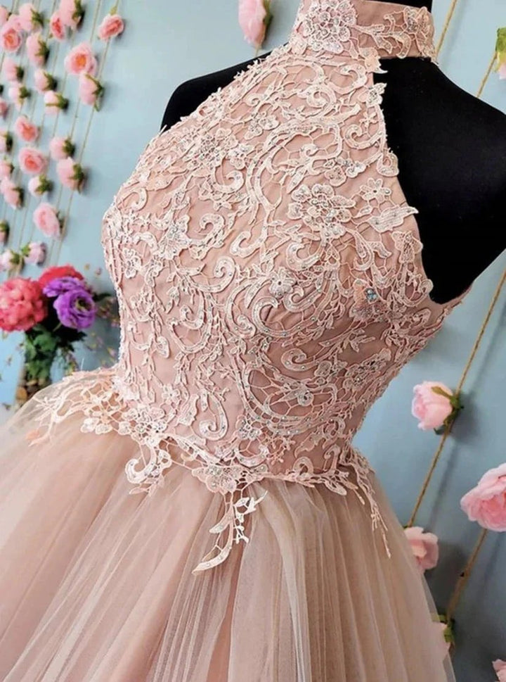 Cute Open Back Tulle Lace Short Prom Dresses Homecoming Dresses by Ombreprom