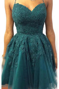 Halter Neck Short Emerald Green Lace Prom Dresses Homecoming Dresses PD448 by pgmdress
