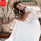 Boho Wedding Dress Short Sleeves Lace Appliques Vestido De Novia 2022 Sexy Chiffon Women Bride Gown Beach Robe Mariage Trouwjurk