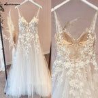ZapDress Unlined Bodice FLowy A Line Tulle Wedding Dress With V Neck Bridal Gown Beach Bridal Gown Customized Robe De Mariee