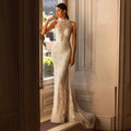 High Neck Wedding Dresses Women's Elegant Tulle Backless Bohemian Beads Sequins Applique Beach Bridal Gowns Vestidos Novia by payinti