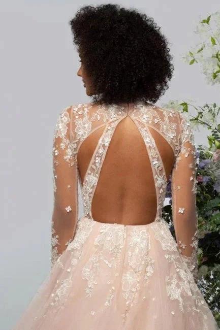 High neck Elegant Lace Long sleeves Wedding Dress by misshow.com