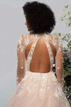 High neck Elegant Lace Long sleeves Wedding Dress by misshow.com