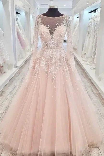 High neck Elegant Lace Long sleeves Wedding Dress by misshow.com
