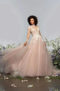 High neck Elegant Lace Long sleeves Wedding Dress by misshow.com