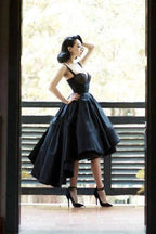 High Low Black Dress Vintage Homecoming Dresses Short Prom Dress PD387 by pgmdress