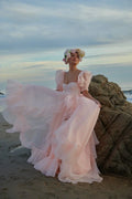 High Slit Dress Organza Trailing Prom Dress SYP181 by vivymakudress