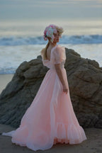 High Slit Dress Organza Trailing Prom Dress SYP181 by vivymakudress