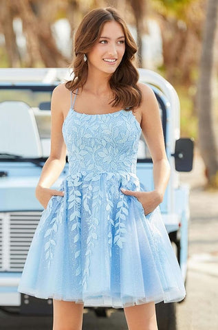 Homecoming Dresses for Teens Tulle Junior Prom Dress with Pockets SYH49