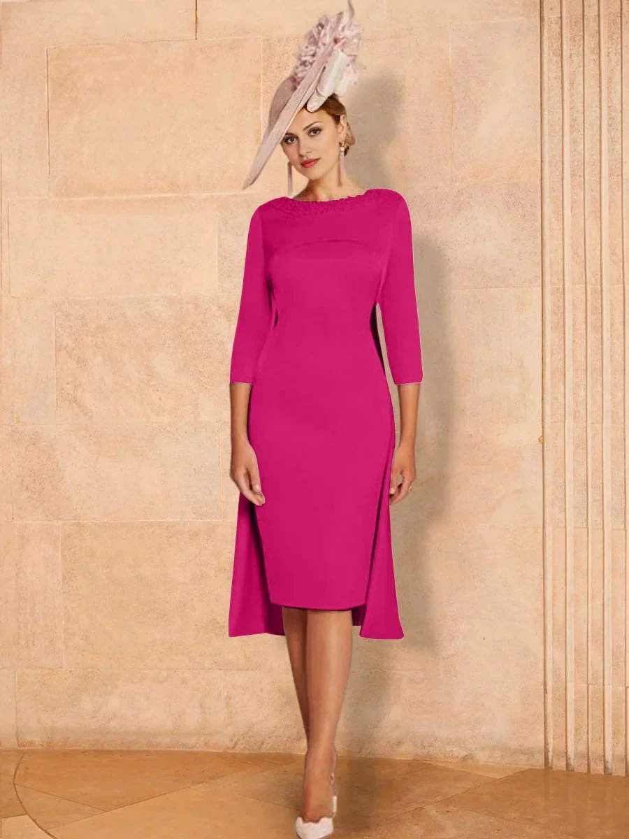 Sheath/Column Long Sleeves Mother of the Bride Dresses with Beading by Dreamylily