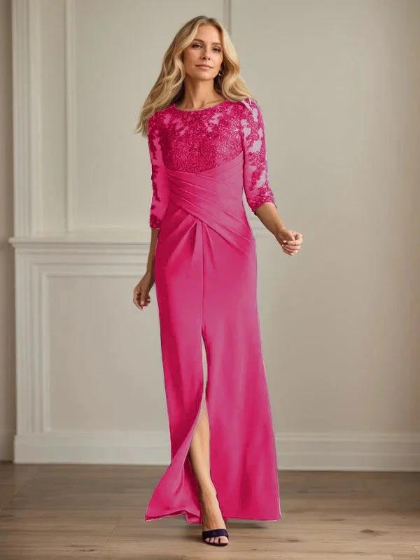 Plum Sheath Lace Stretch Crepe Mother of the Bride Dress by Dreamylily
