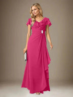 Stormy A-Line V-Neck Ruched Chiffon Dress by Dreamylily