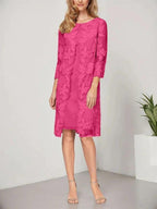A-line Scoop Knee-Length Chiffon Lace Mother of the Bride Dress With Jacket by Dreamylily