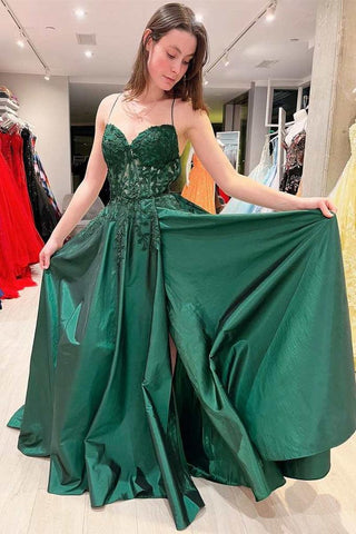 Vestido de noche de graduación con apliques florales en rosa intenso, corte A y cordones (PSK393)