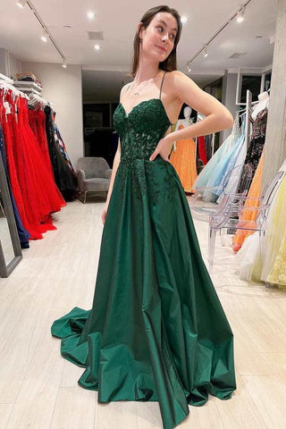 Vestido de noche de graduación con apliques florales en rosa intenso, corte A y cordones (PSK393)