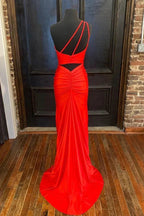 Hot Pink One Shoulder Prom Dress With Slit SYP105 by vivymakudress