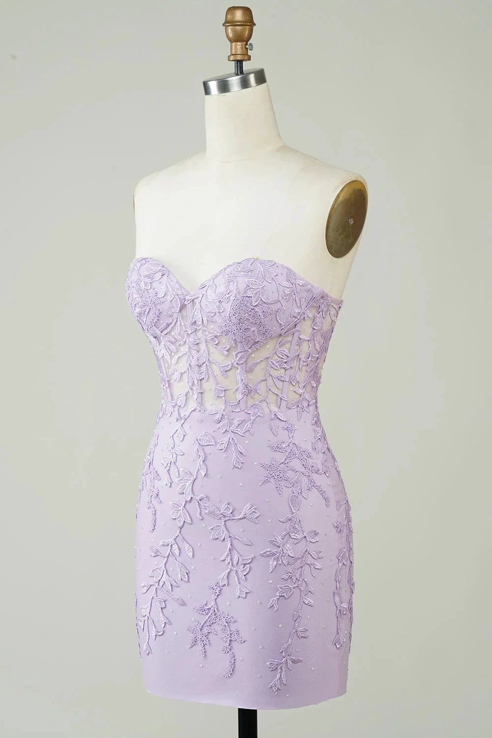 Bodycon Light Green Sweetheart Corset Short Homecoming Dress with Appliques by WEDTREND