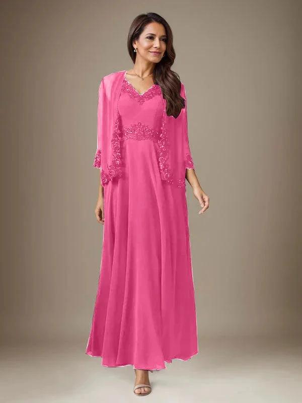 Plum A-Line Sequins Chiffon Dress by Dreamylily