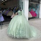 Sage Green Ball Gown with Appliques,Sweet 16 Dress,Quinceanera Dress Y2319 by simplepromdress