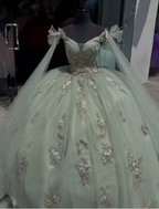 Sage Green Tulle Quinceanera Dress,Ball Gown,Sweet 16 Dress Y5387 by simplepromdress