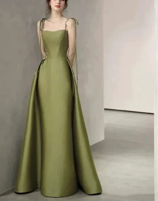 Spaghetti Straps Satin Prom Dress A-line Simple Floor Length Evening Gown Y7011 by simplepromdress