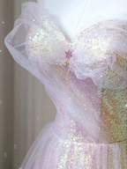 Shiny Tulle Sequins Long Prom Dress, A-Line Off the Shoulder Evening Dress Y1416 by simplepromdress
