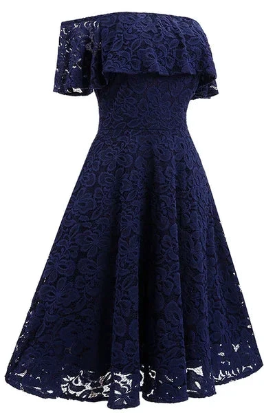 Dark Navy Lace A-line Homecoming Dress Y1160 by simplepromdress