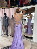 Lavender Mermaid Lace-up Back Prom Dress,Lavender Evening Dress Y4155 by simplepromdress
