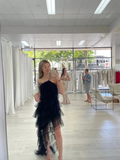 New Arrival Tiered Tulle Black Prom Dress, Long Evening Dress Y1993 by simplepromdress