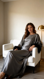 Fashion Satin Long Formal Evening Dress Long Sleeves Prom Dress With Feathers Y7571 by simplepromdress