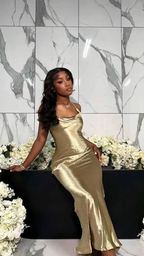 Black girl gold backless evening dresses, prom dresses Y4128 by simplepromdress
