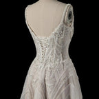Luxury Ivory Beaded Lace Short Wedding Dress with Lace-Up Corset Back SW707