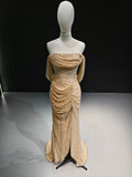 Gilded Sequin Ruffle Mermaid Gown by ZAPDRESS