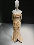 Gilded Sequin Ruffle Mermaid Gown by ZAPDRESS
