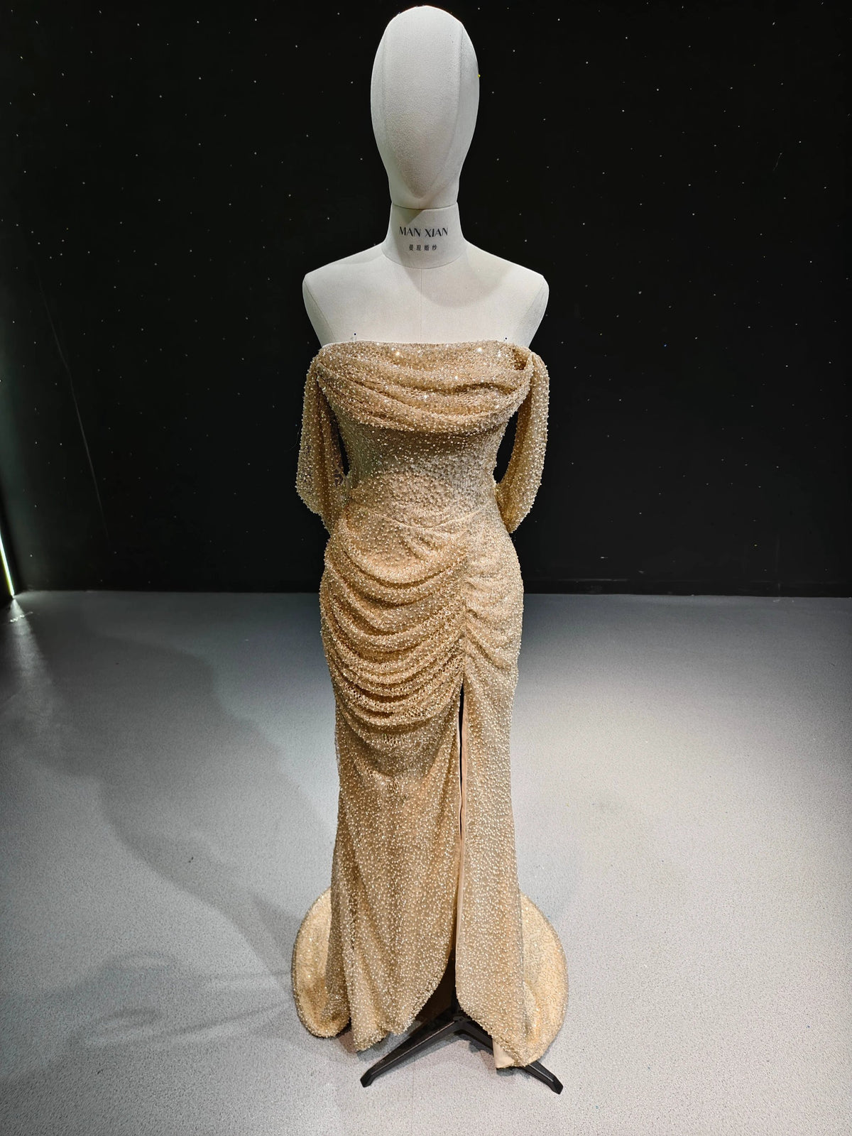 Gilded Sequin Ruffle Mermaid Gown by ZAPDRESS