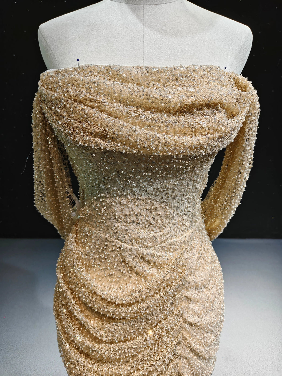 Gilded Sequin Ruffle Mermaid Gown by ZAPDRESS